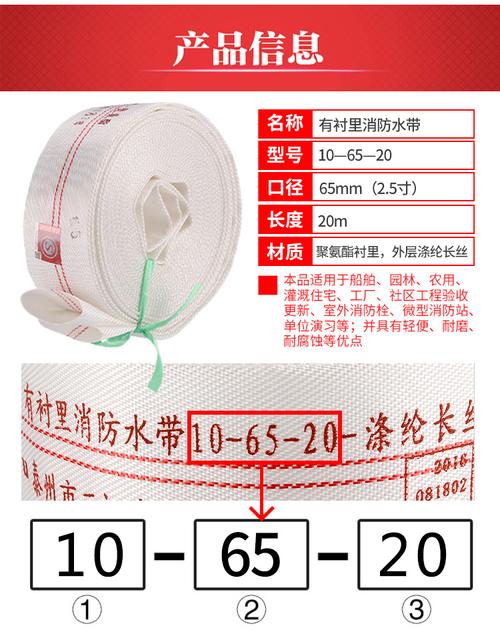 沱雨(tuoyu) 消防水带 三江消防10-65-20抗高压耐磨聚氨酯10型65(2.
